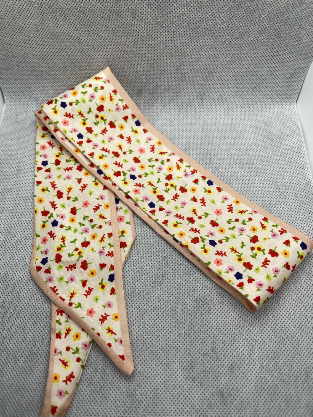 Floral Printed Pink Twilly Scarf - Women's Accessory